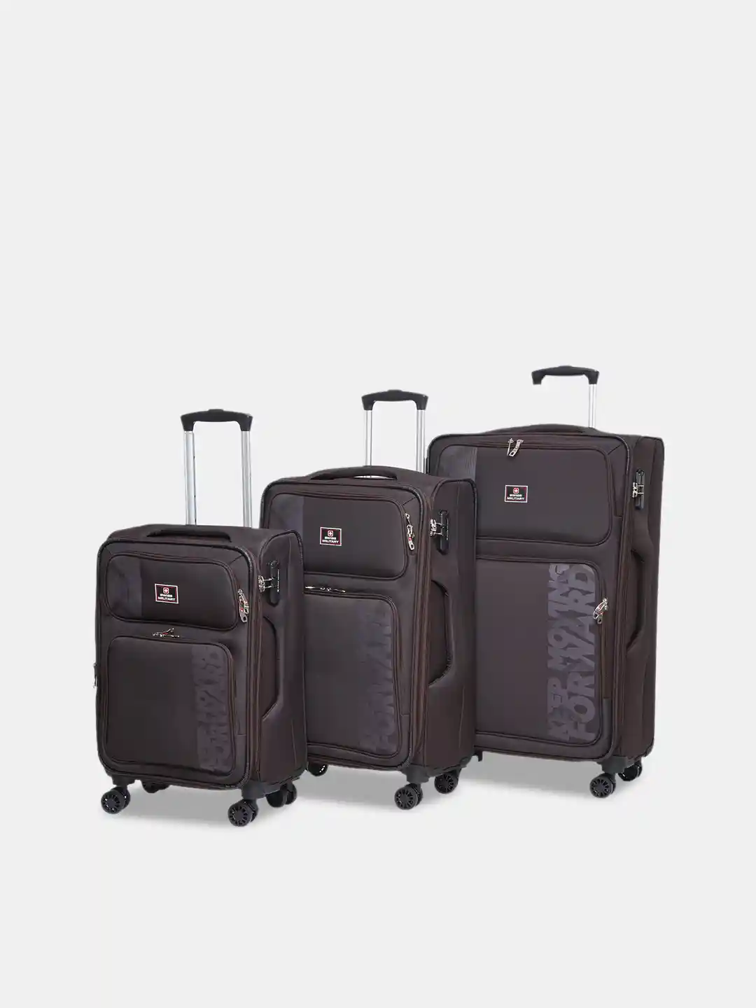 Buy SWISS MILITARY Set Of Textured Soft-Sided Trolley Bags - Main Image