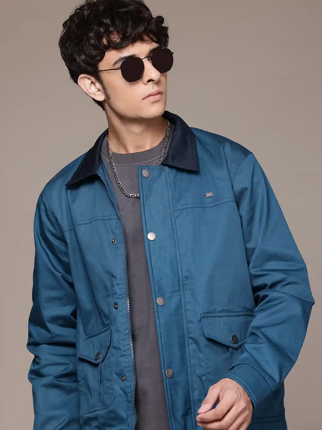 Buy Roadster Pure Cotton Contrast Collar Tailored Jacket Jackets