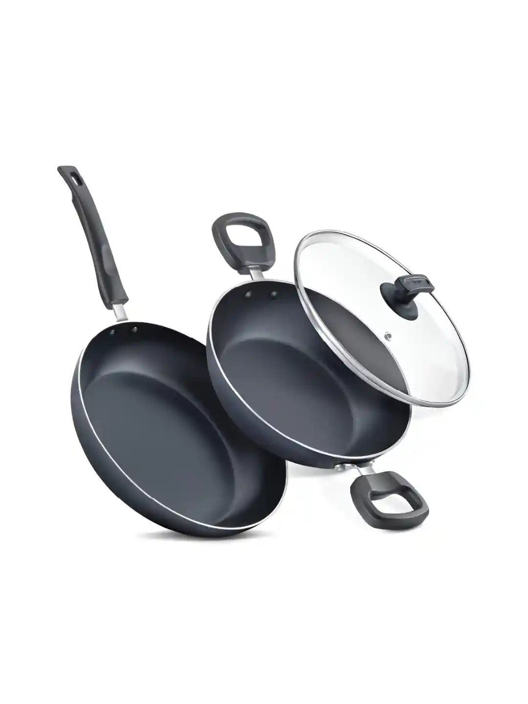 JUDGE By Prestige Black Pieces Non-Stick Cookware Kadai with Lid