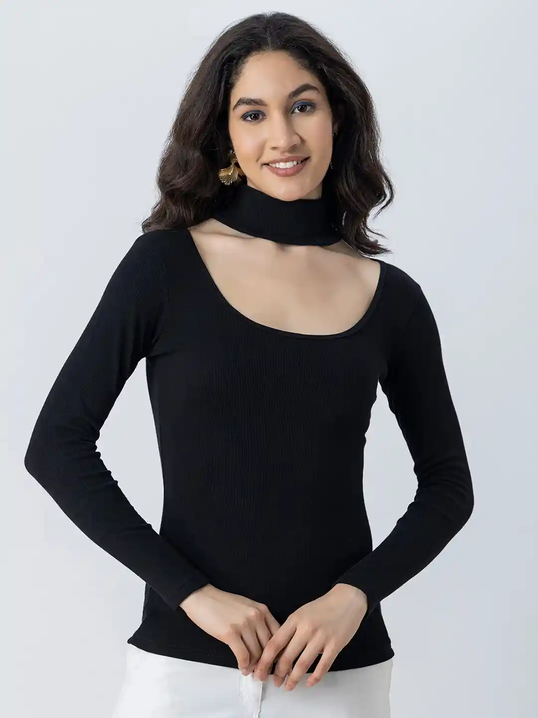 トップス andm aryMary logo choker tops Buy Moomaya Choker Neck Fitted Top - Tops for Women 29360578 | Myntra