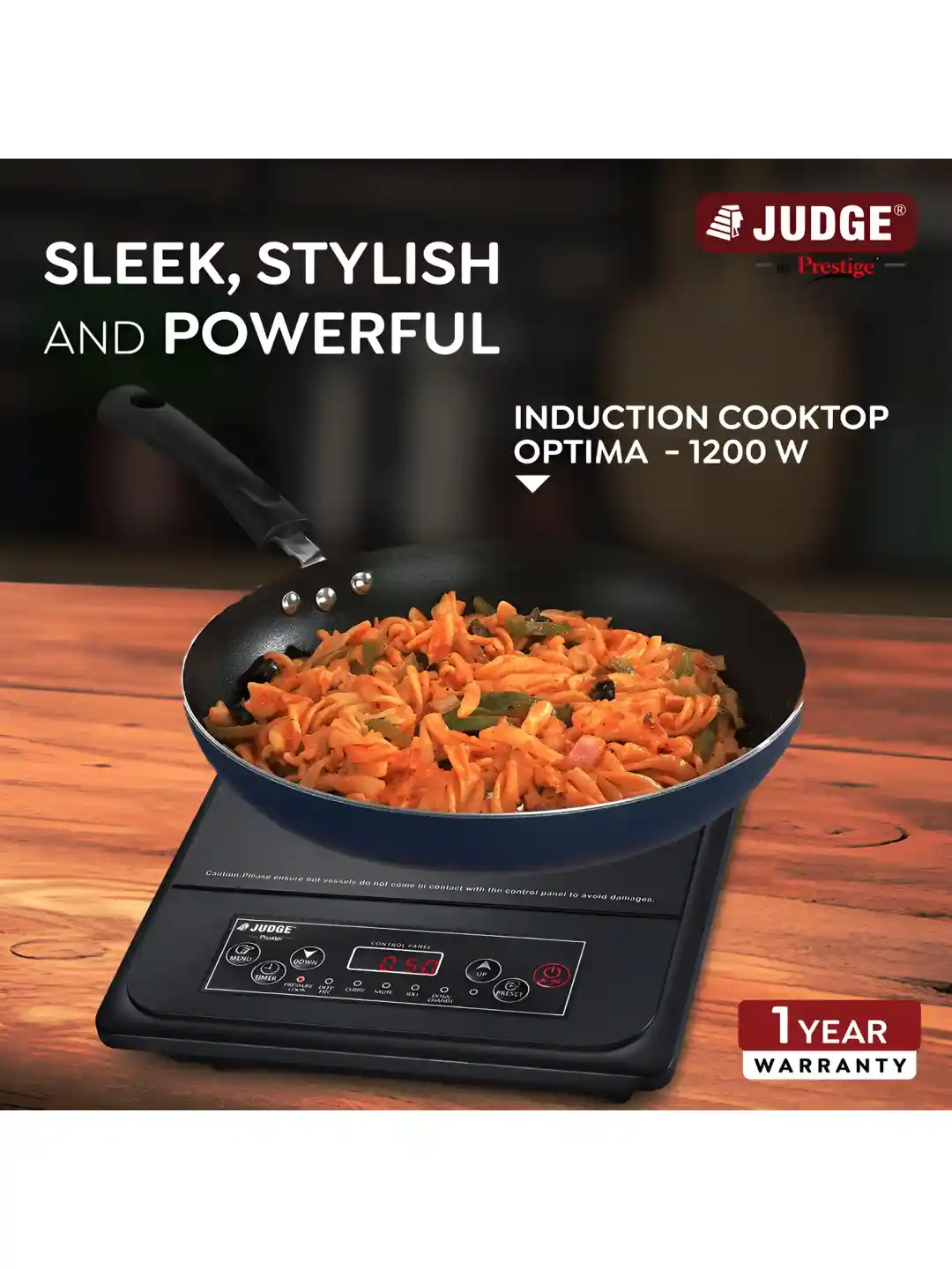 JUDGE By Prestige Black Electrical Optima Induction Cooktop