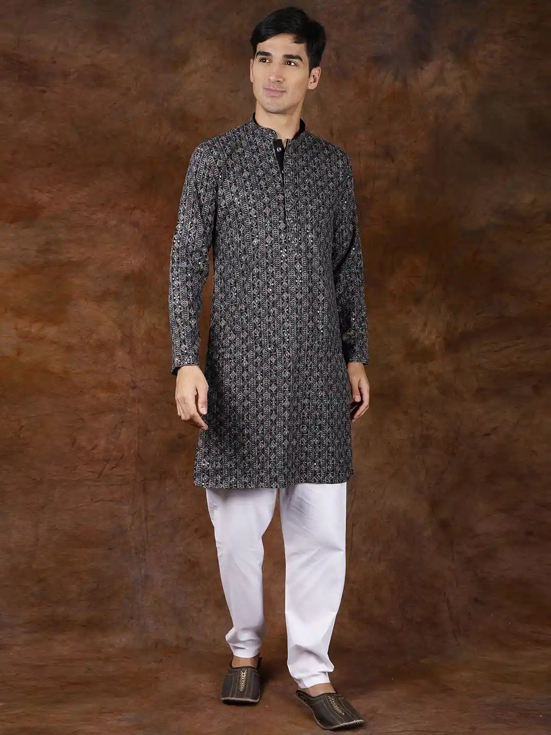 Buy Exotic India Black With Green Intricate Heavy Embroidered