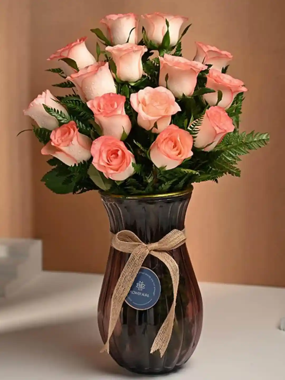 Buy Floweraura Pink 15 Pieces Roses Fresh Flowers In Vase Fresh