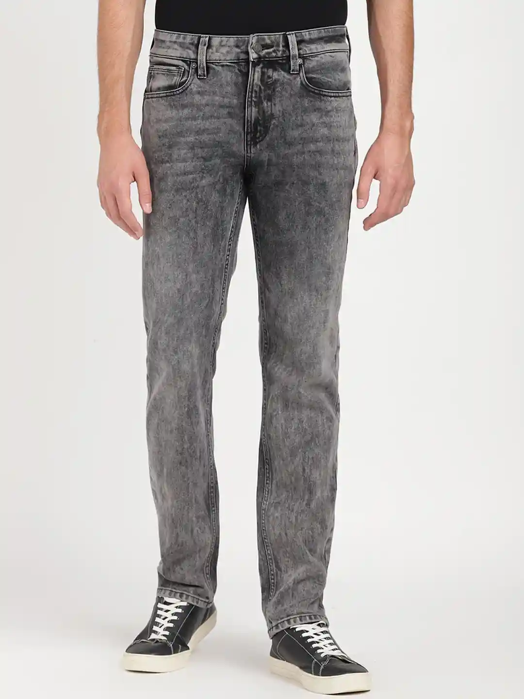 Mens Denim Guess Black And White Jeans Miami Coated Skinny Jeans