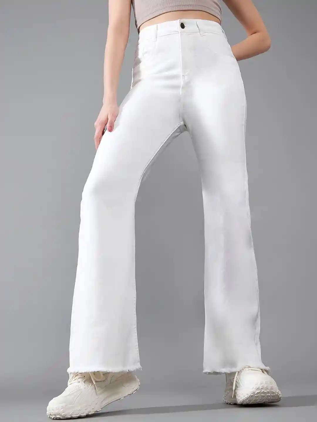 Buy DOLCE CRUDO Women Panda Escape White Bootcut High-Rise
