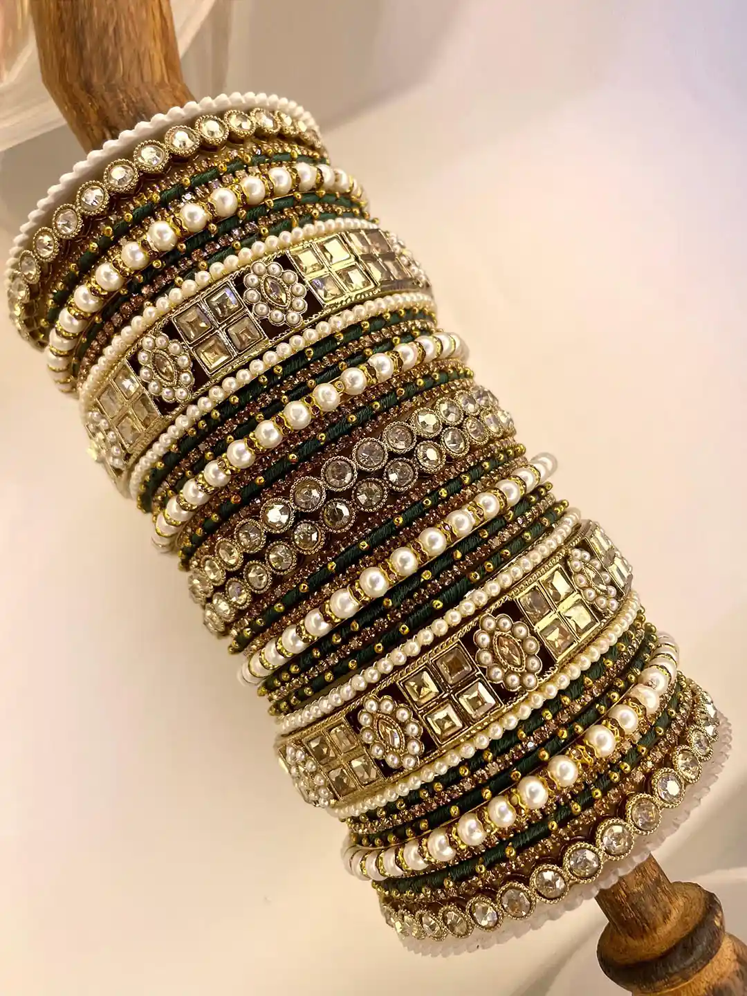 Buy leshya Brass-Plated Artificial Stones Beads Bangles Set
