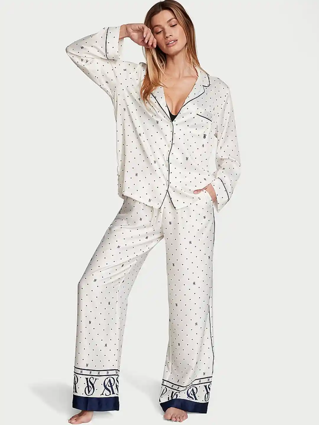 Buy Victoria's Secret Polka Dots Printed Satin Night suit Night