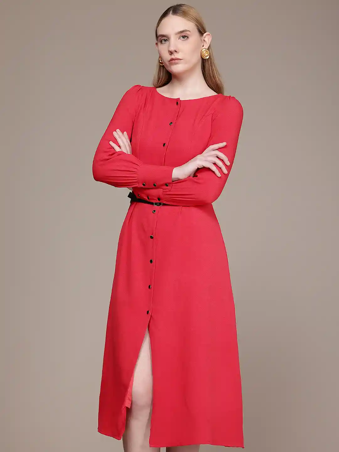 Buy French Connection Cuffed Sleeve Shirt Style Midi Dress