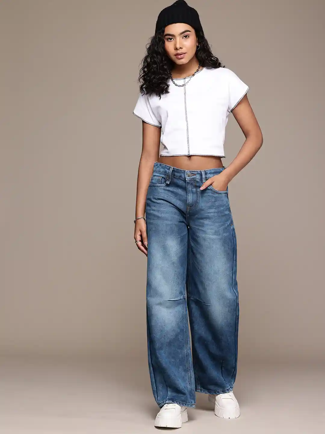 Buy The Roadster Life Women Baggy Fit Low-Rise Heavy Fade