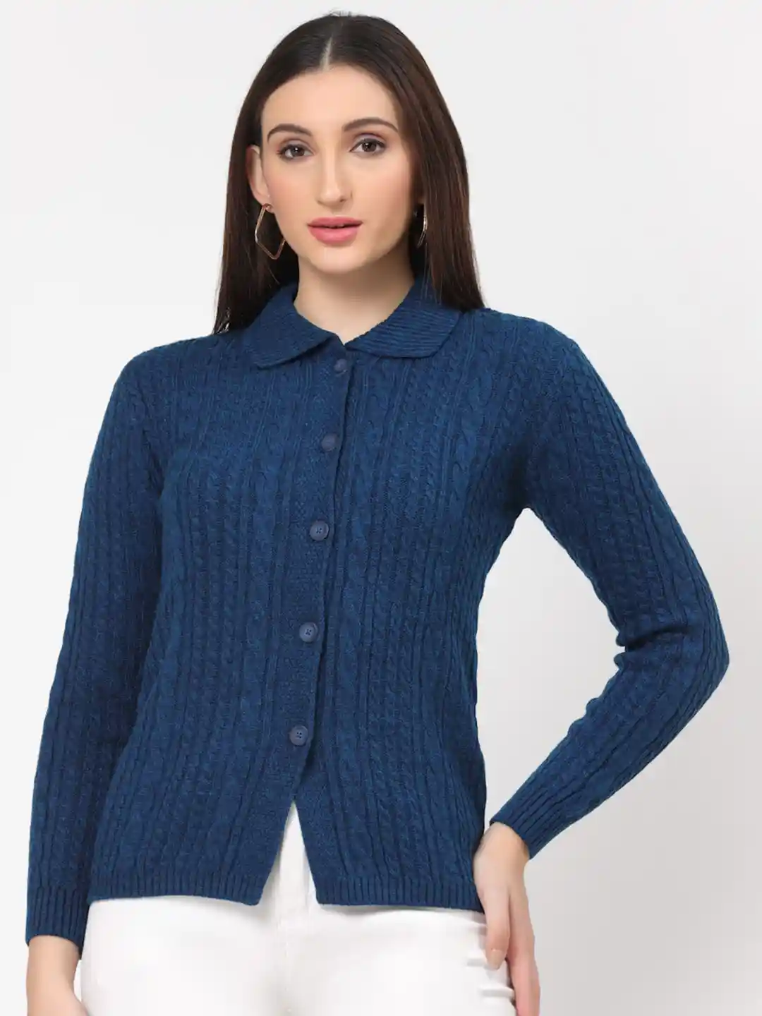 Acka lace collar knit cardigan トップス acka loop Knit cardigan