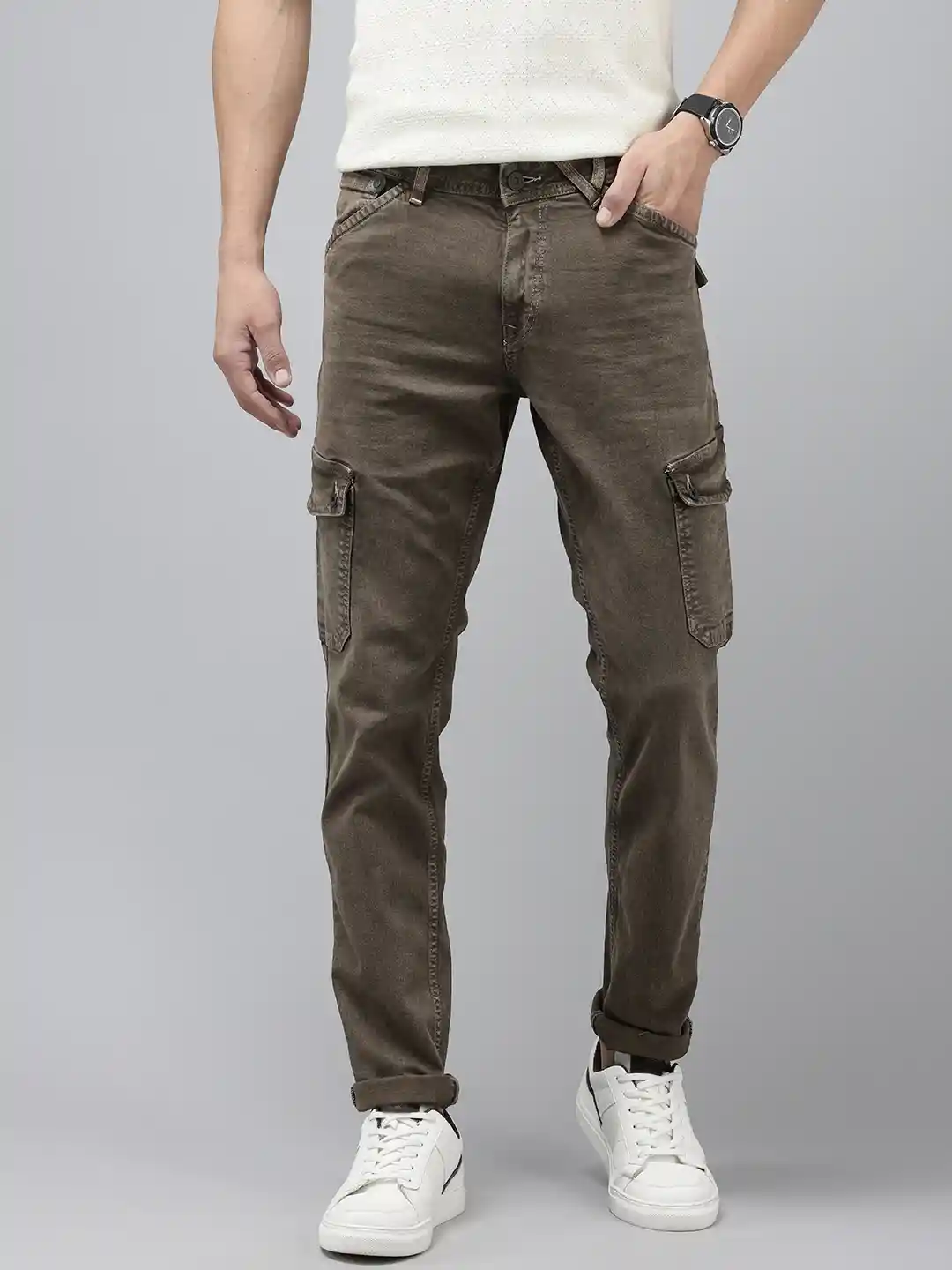 Buy SPYKAR Men Trooper Regular Fit Light Fade Stretchable Cargo