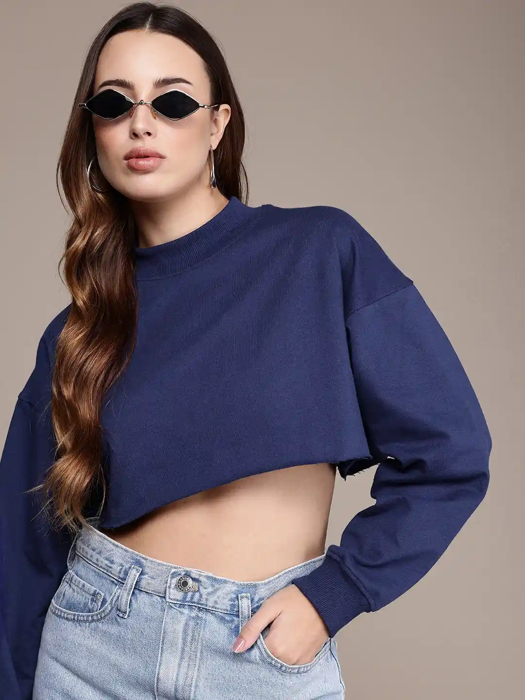 Buy The Roadster Life High Neck Crop Sweatshirt Sweatshirts