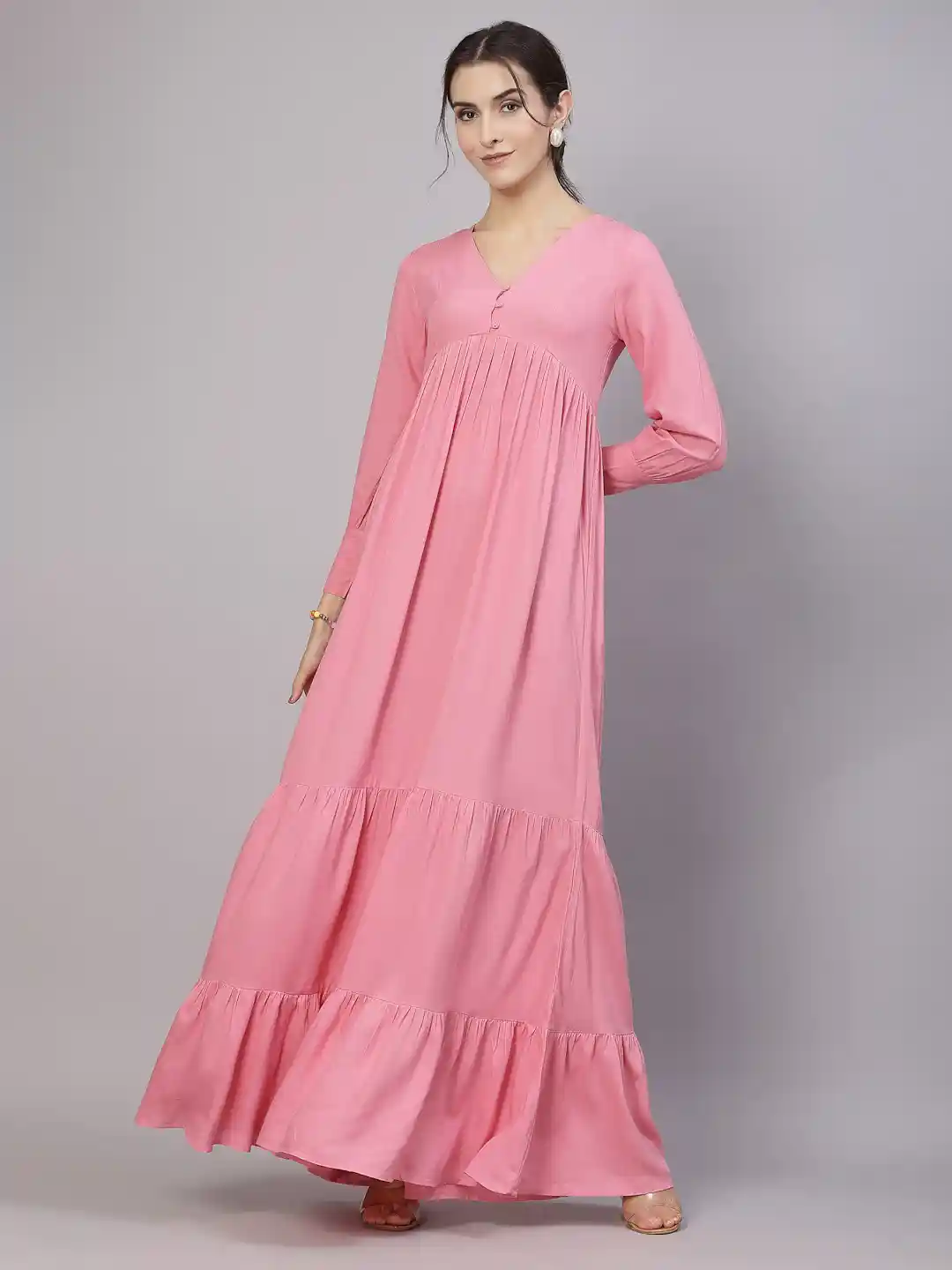 aayu V-Neck Layered Maxi Dress