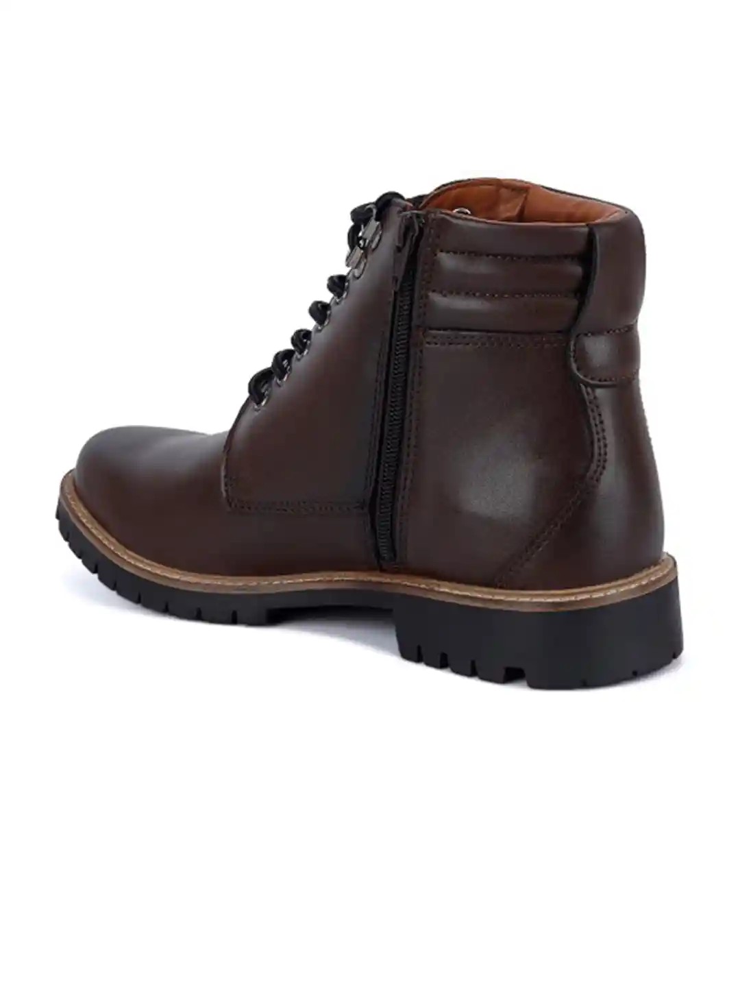 Buy LOUIS STITCH Men Brunette Brown Mid-Top Lace Up Biker Chain