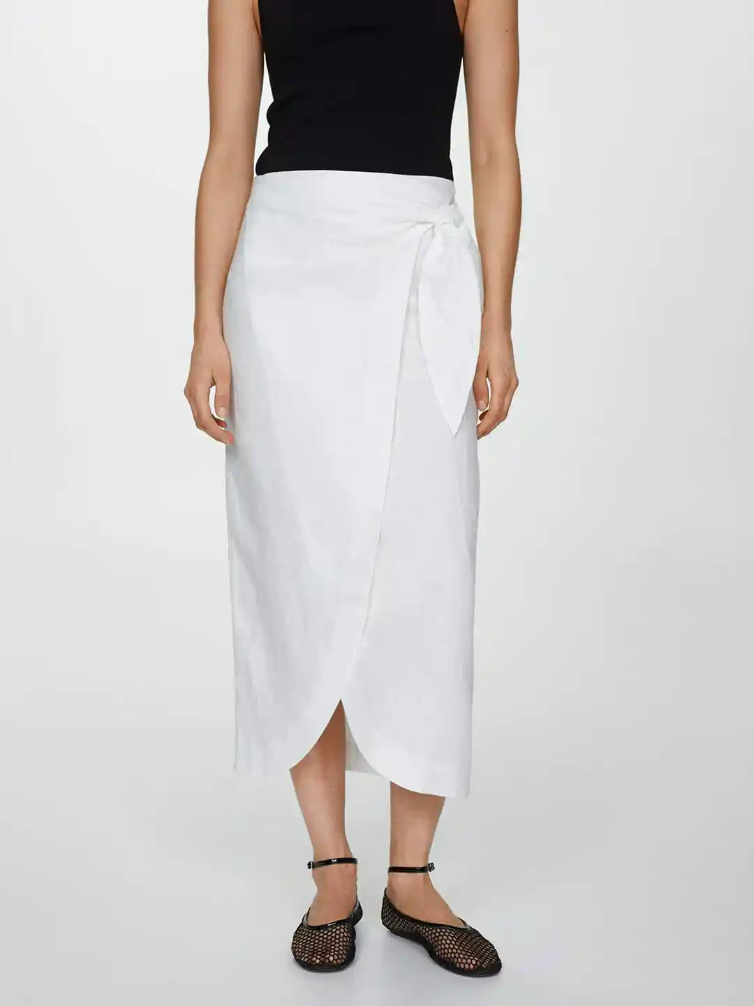 Buy MANGO Linen Cross-Over Tie-Up Sarong Style Skirt Skirts for