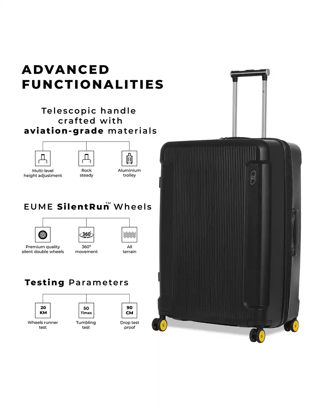 EUME Textured Suitcase Trolley Bags