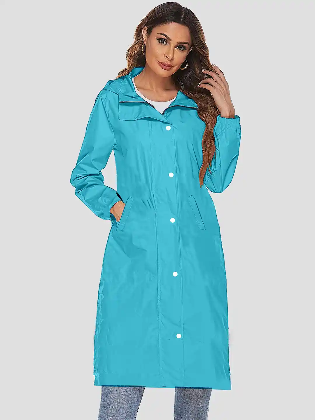 Ubuy Women Long Rain Coat Buy Black Rainwear And Windcheaters For