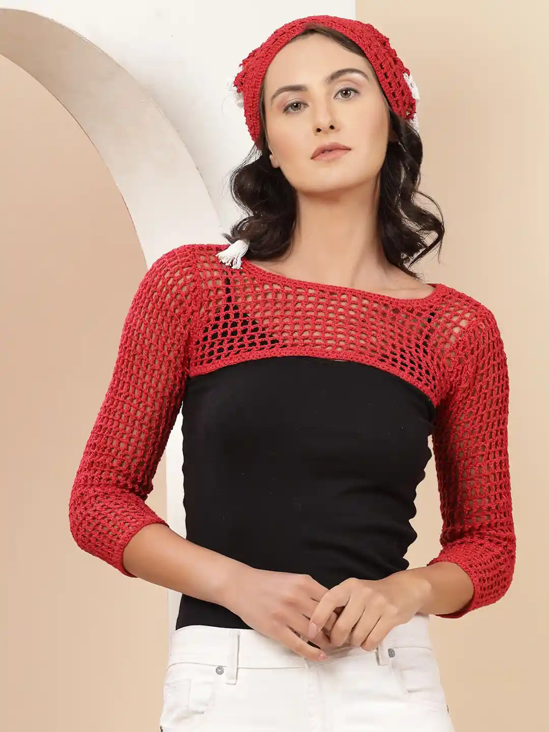 Buy Velvery Cotton Bolero Shrug Hand Knitted Summer Crochet Top - Main Image