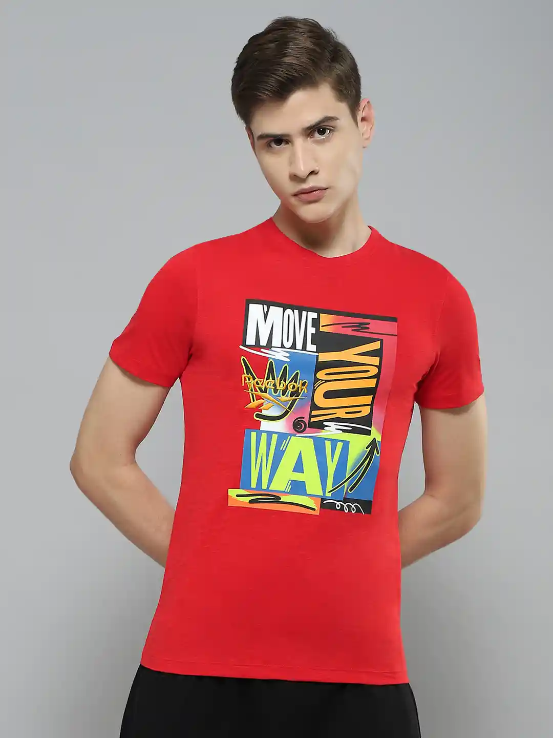 Reebok Typography Printed Pure Cotton Slim Fit SKATE T-shirt