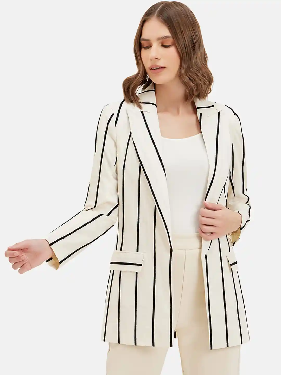 Kazo Jordan Striped Single-Breasted Casual Blazer