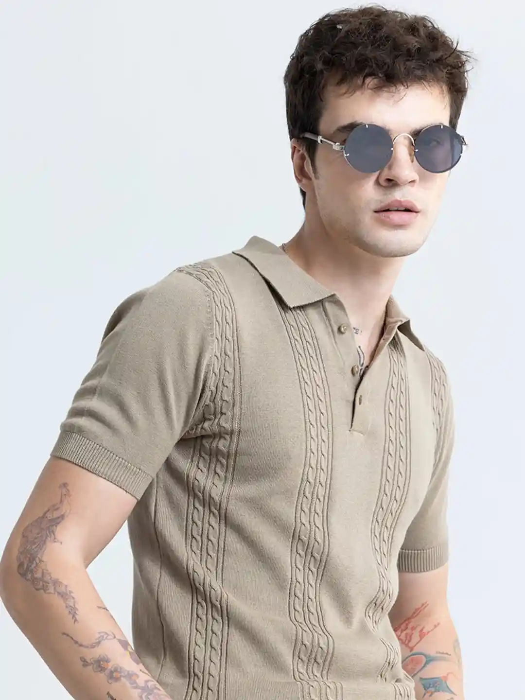 Buy Snitch Brown Polo Collar Cotton Slim Fit T-shirt Tshirts for