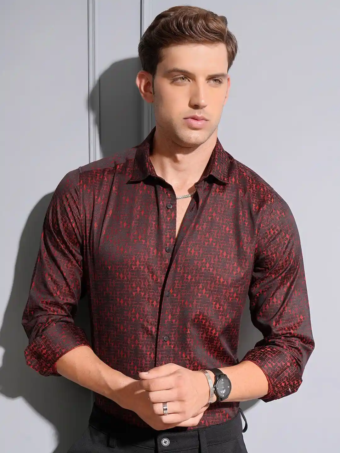 Buy Locomotive Luxe Men Jacquard Textured Occasion Shirt