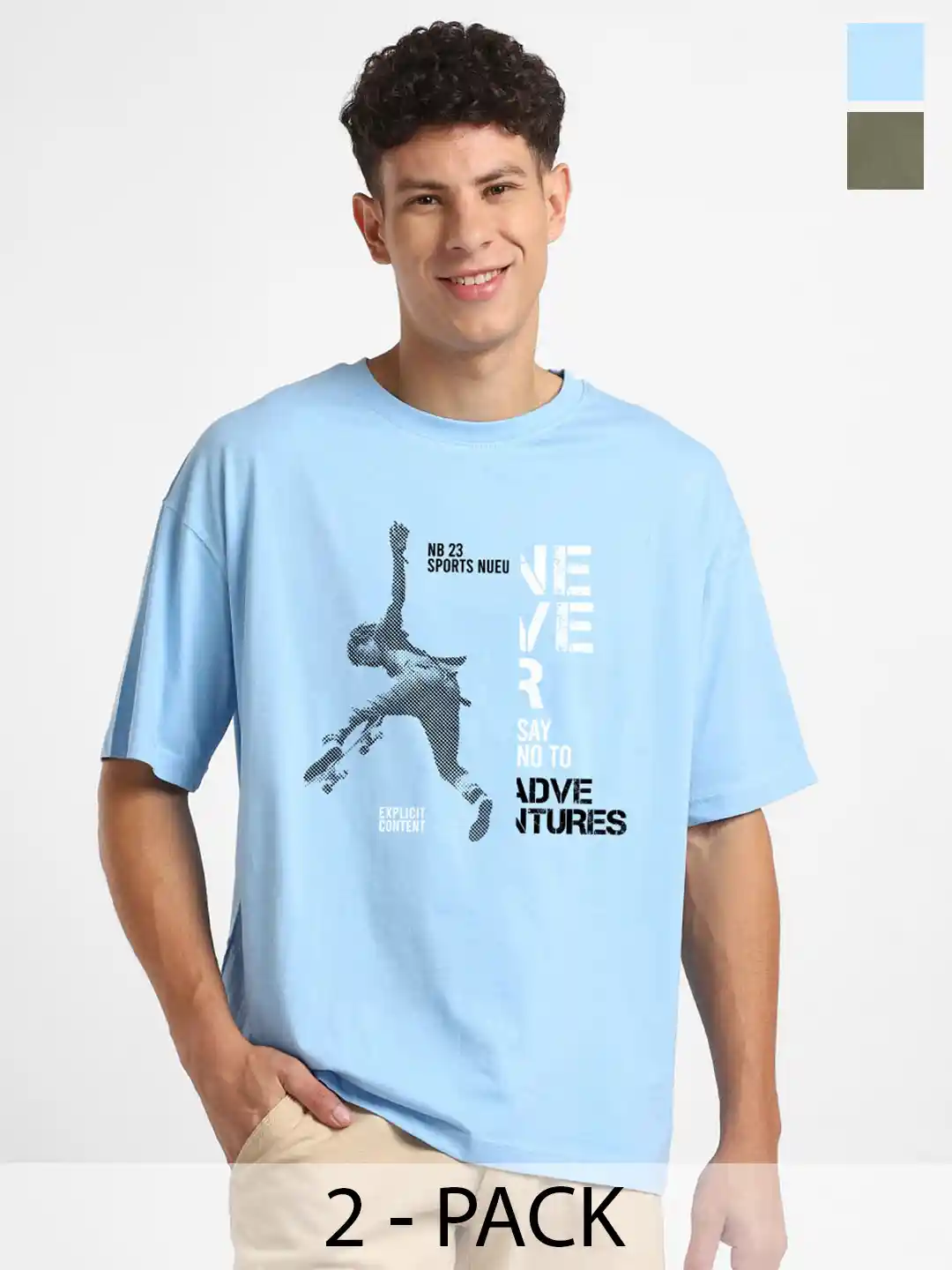 Oversized Shirt Cheap Mens Graphic Tee Shirts NOBERO Men Pack Of