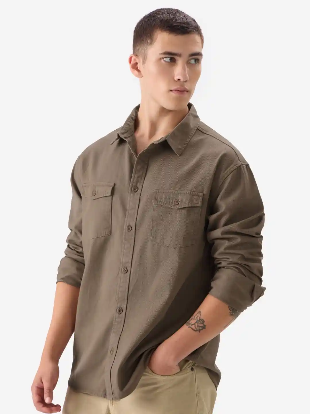 Buy The Souled Store Brown Opaque Cotton Casual Shirt - Shirts for