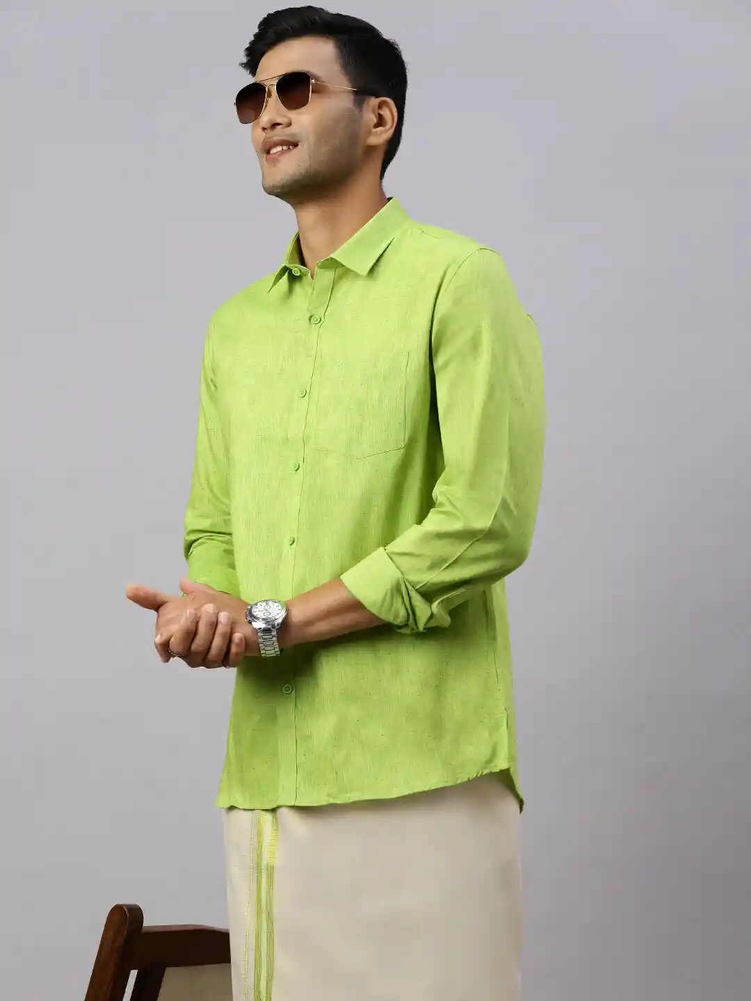 Buy Ramraj Cotton Shirt Matching Border Tissue Dhoti Set