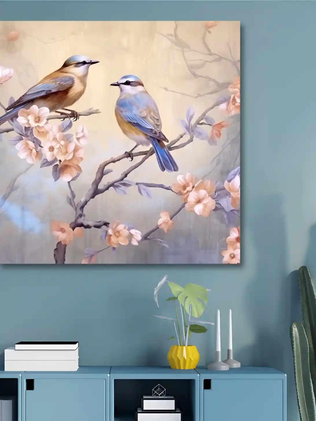 Buy SAF Blue & Peach-Coloured Wooden Floral and Botanical