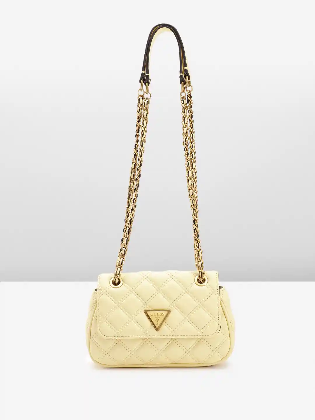 Yellow Guess Quilted Shoulder Bag GUESS Quilted PU Structured Shoulder Bag With Two Handles