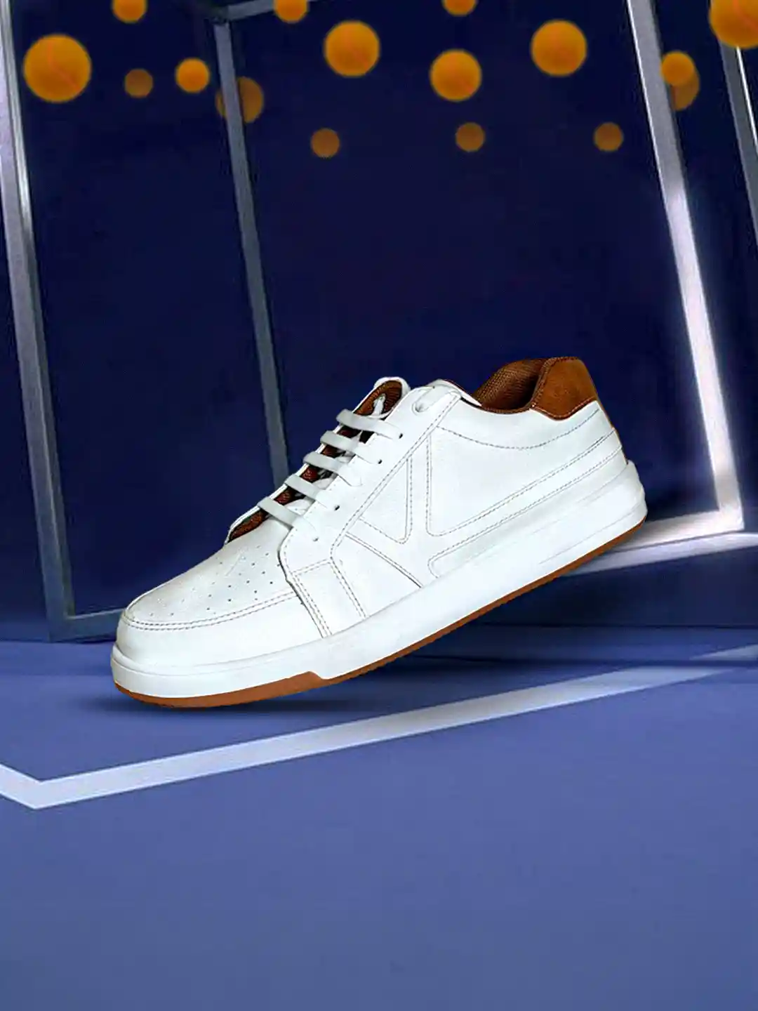 KazarMax Men White Casual Arch Support PU Lace Ups Sneakers