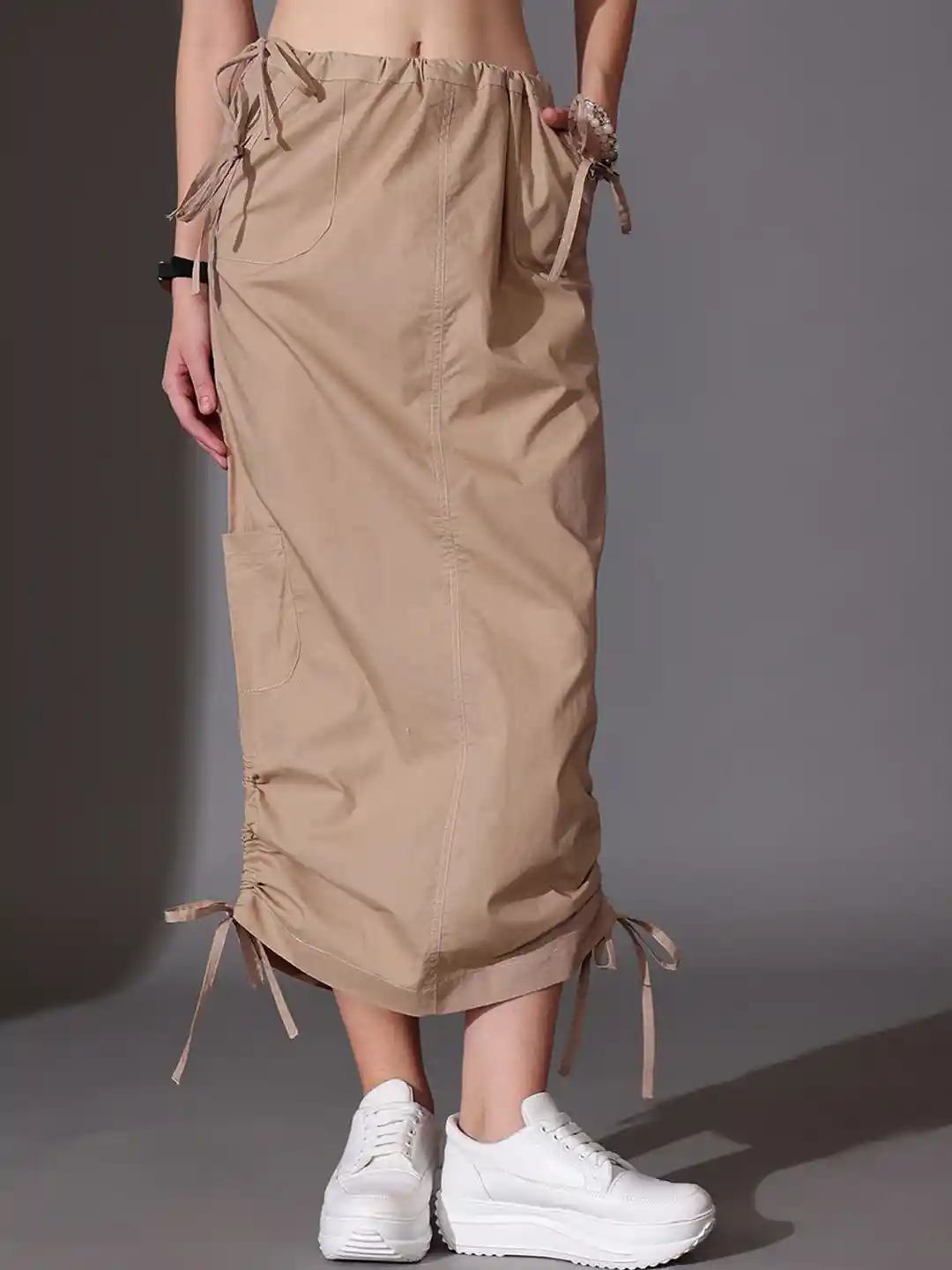 STREET Solid Pure Cotton Parachute Skirt