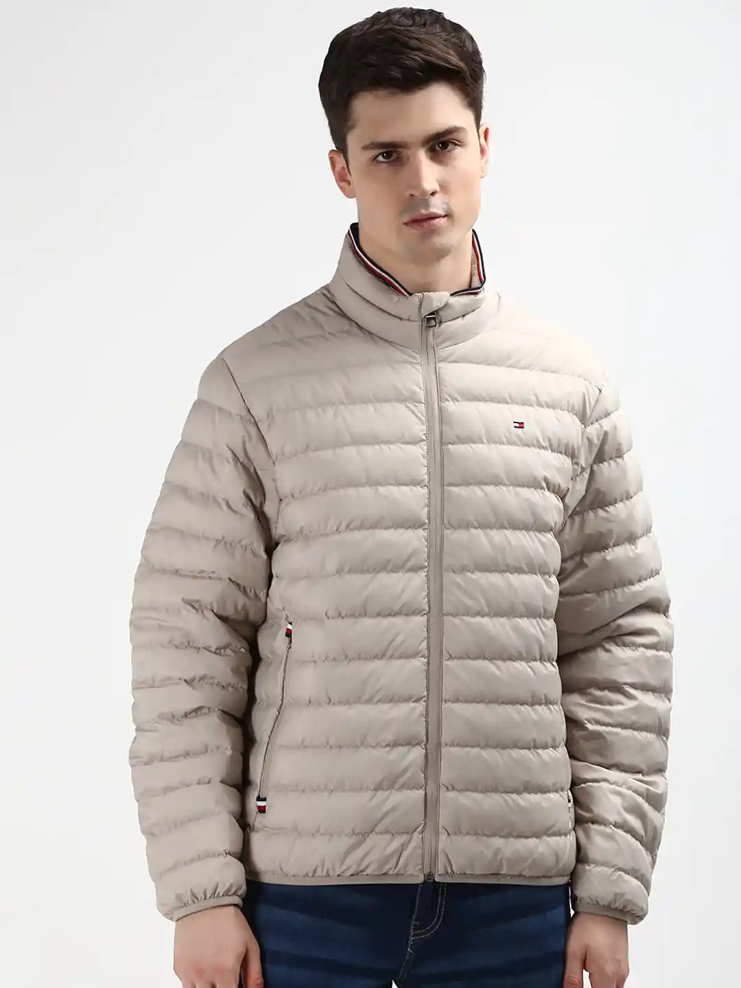 Buy Tommy Hilfiger Men Mock Collar Solid Puffer Jacket Jackets
