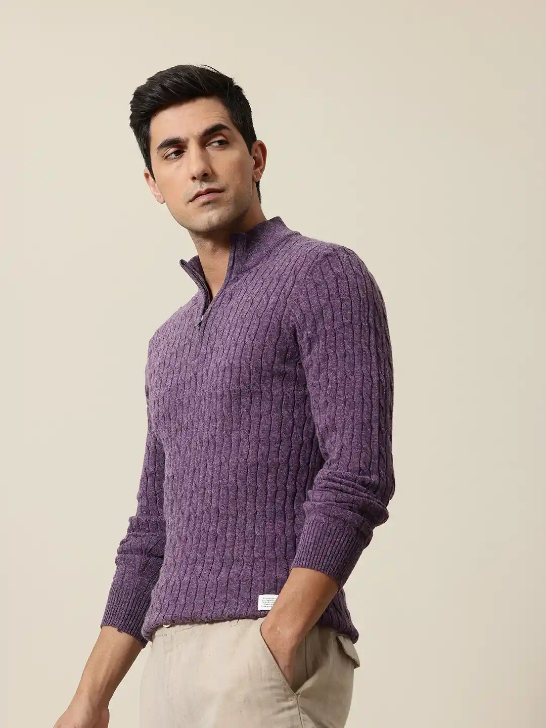 Buy Mr Bowerbird Mock Collar Cable Knit Pullover Sweater