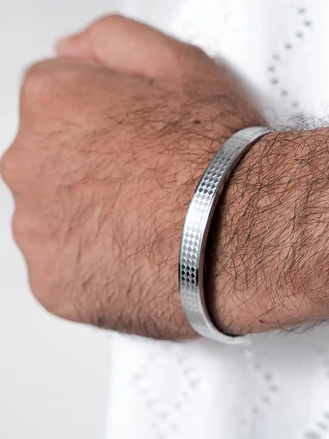 Buy SWASHAA Men Silver-Plated Kada Bracelet Bracelet for Men