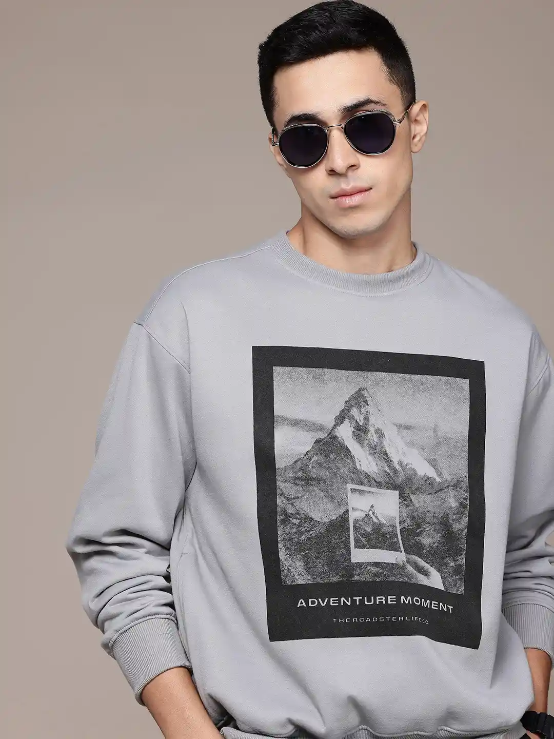 Buy The Roadster Lifestyle Printed Drop-Shoulder Sweatshirt