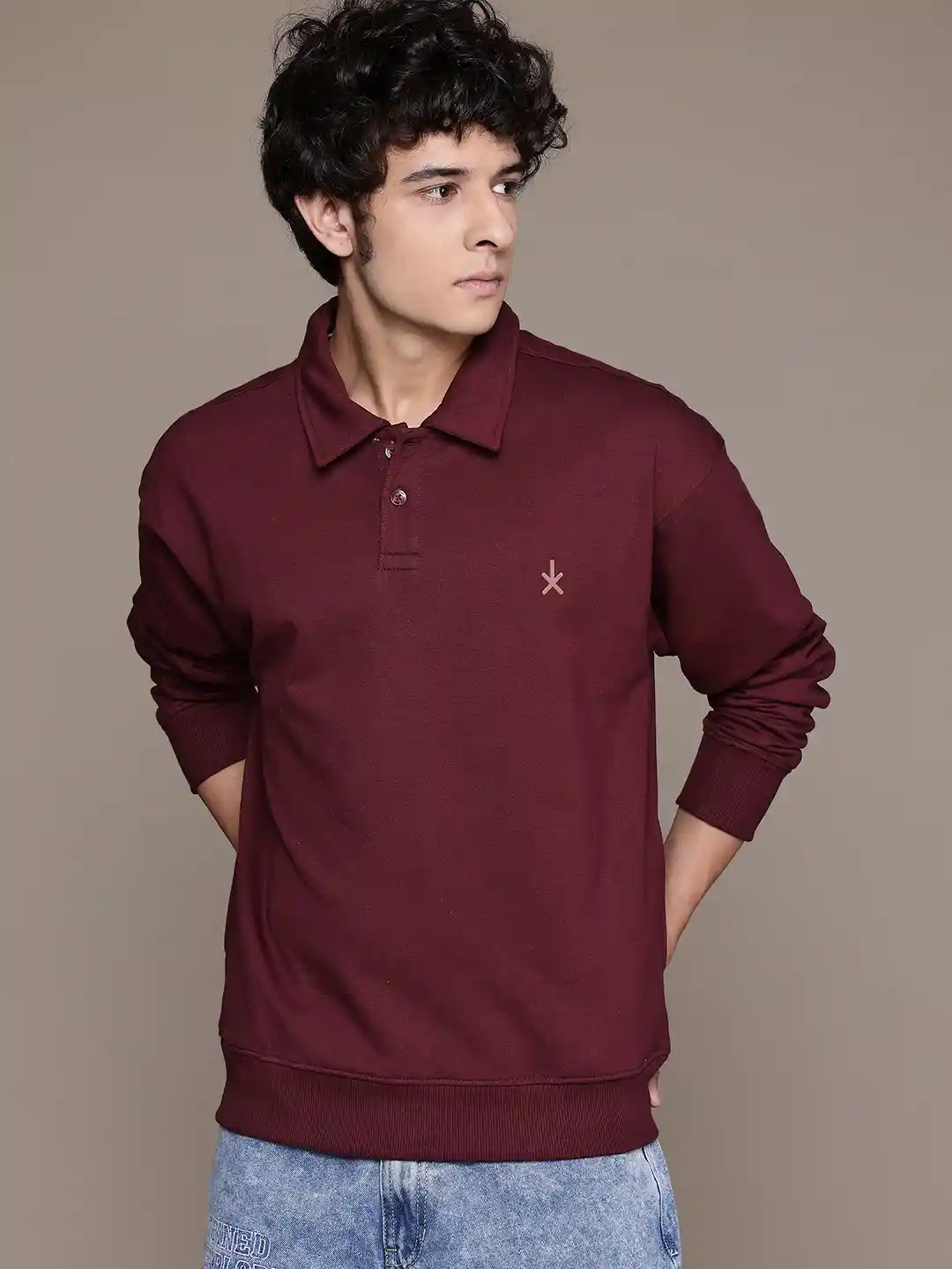 Buy The Roadster Life Relaxed Fit Polo Collar Pullover