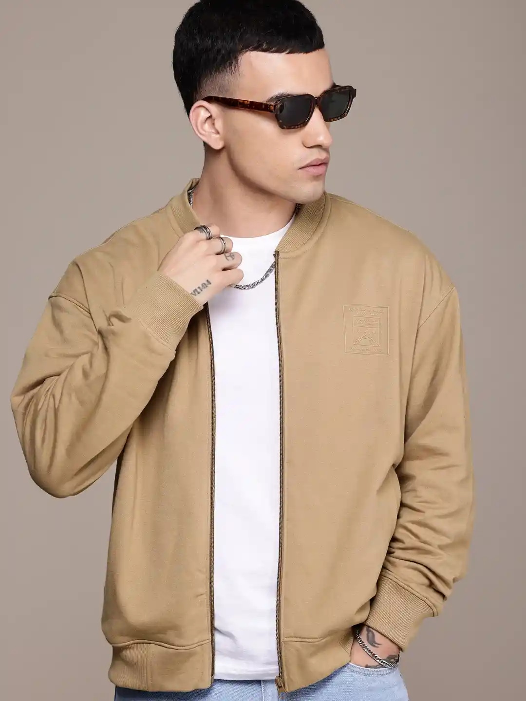 LON TWO SIDE SWEATSHIRT #04 Khaki Brown The Roadster Life Co