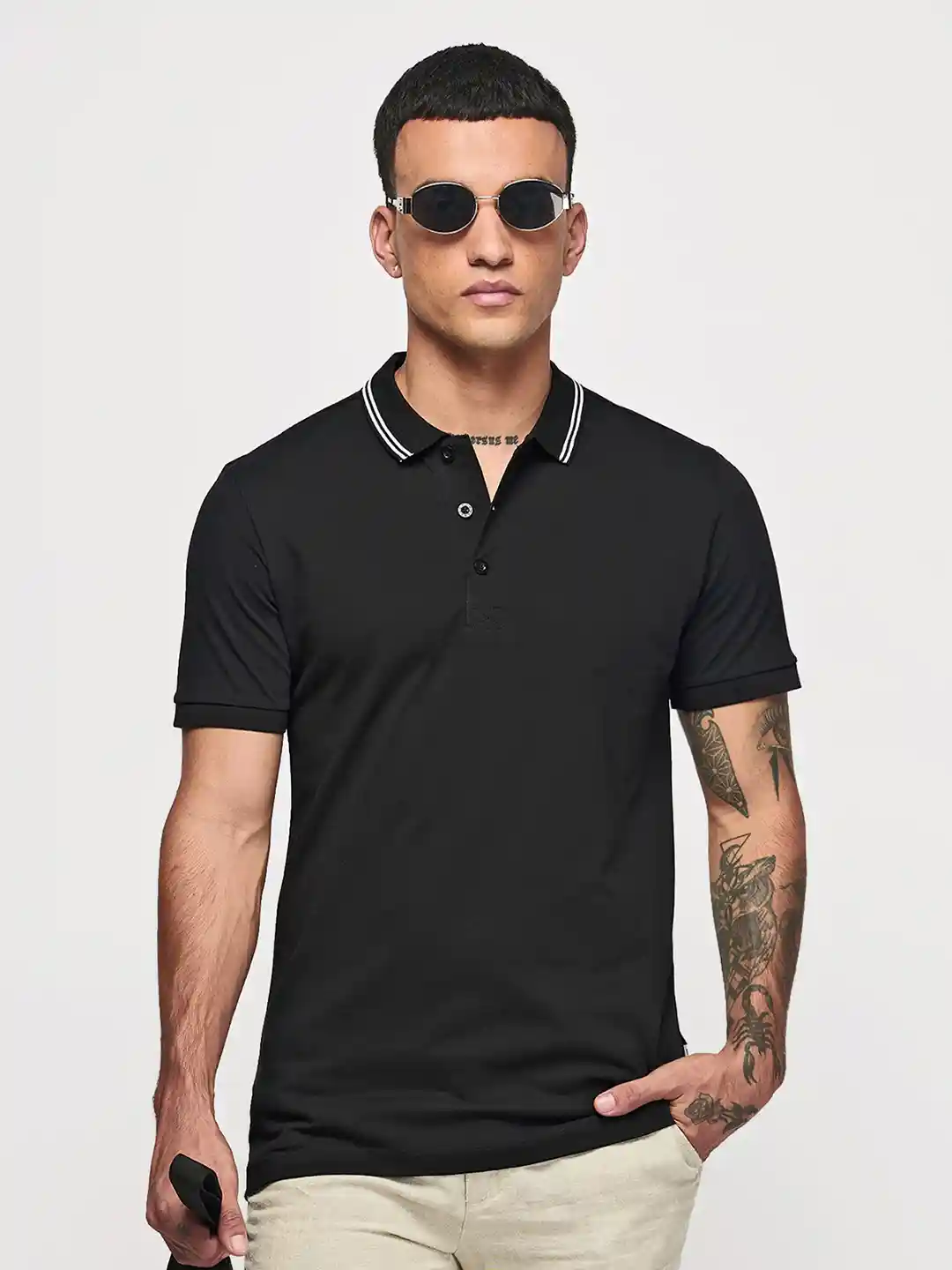 Buy Red Flame Men's Pure Cotton Regular Fit Polo Neck Short