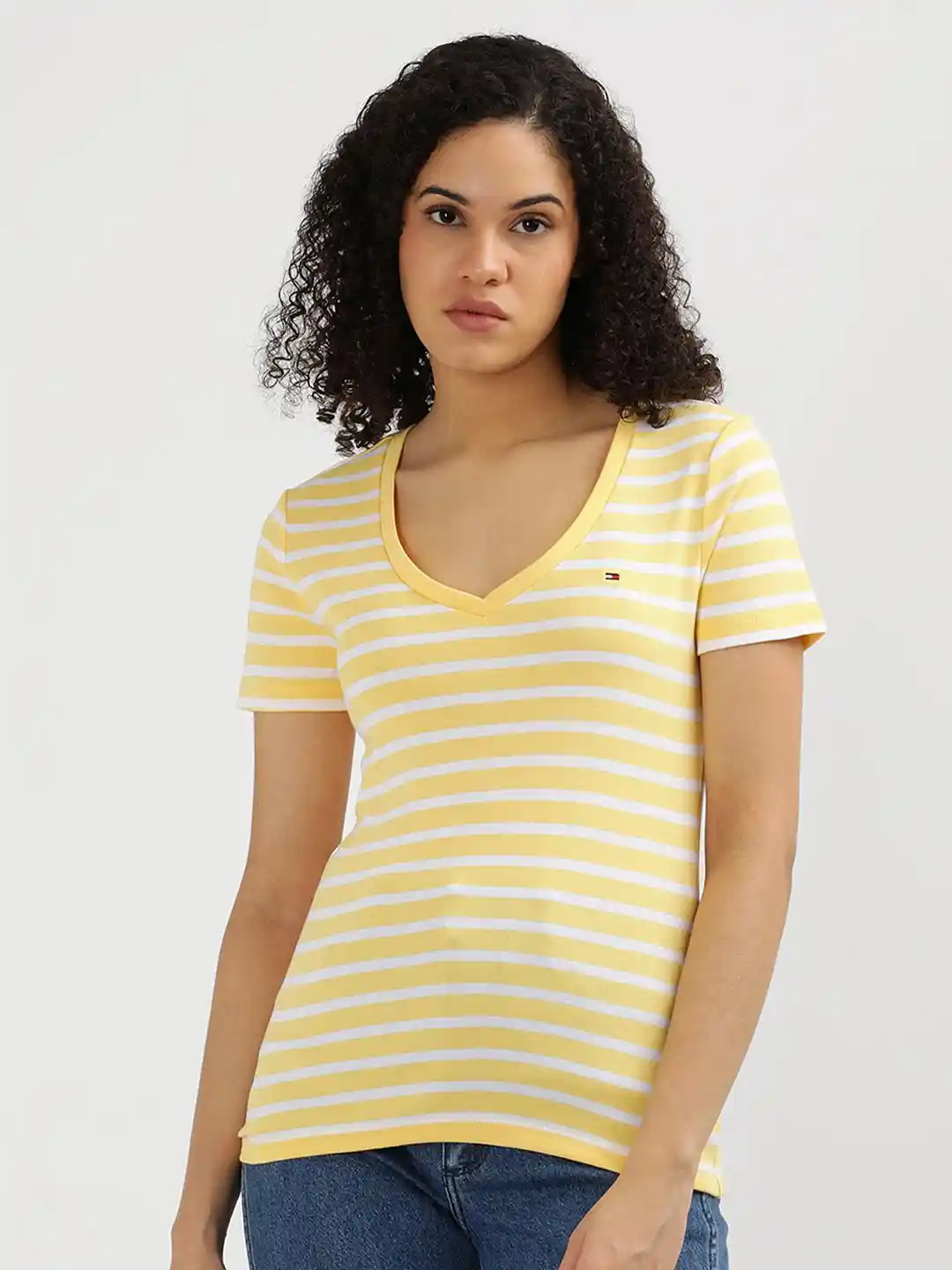 Buy Tommy Hilfiger Women Striped V-Neck Drop-Shoulder Sleeves