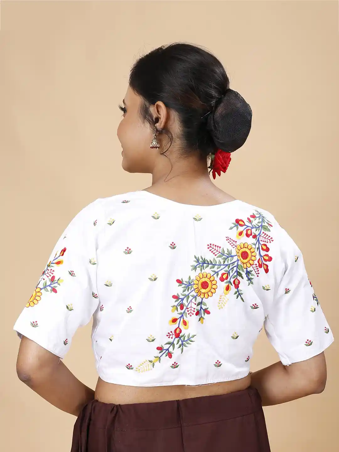 Buy SLAGHA Floral Embroidered Pure Cotton Saree Blouse - Saree