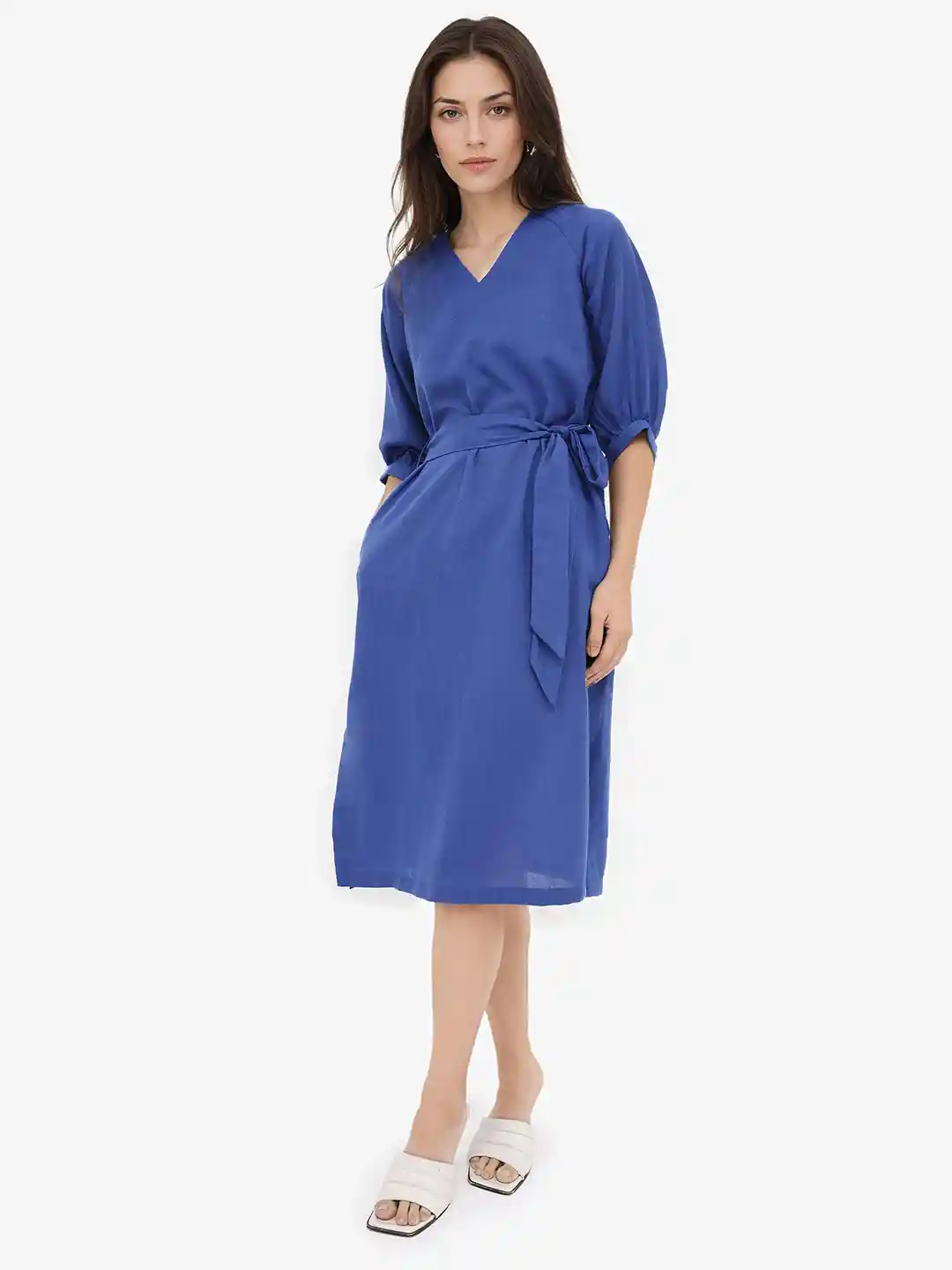RAREISM Linen Sheath Midi Dress