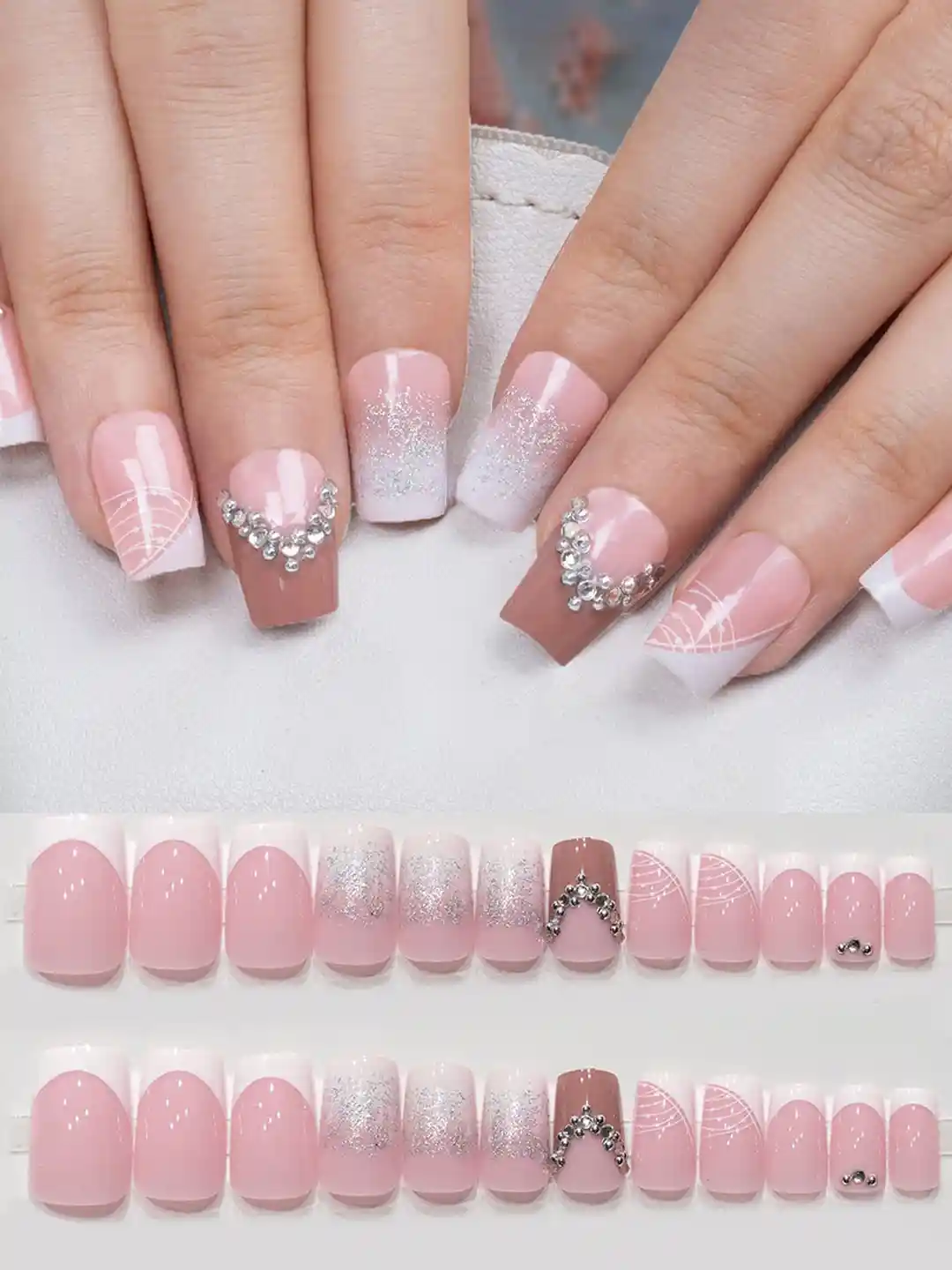 Buy Secret Lives Set Of 24 Tips With Glitter 3D Stone Press On