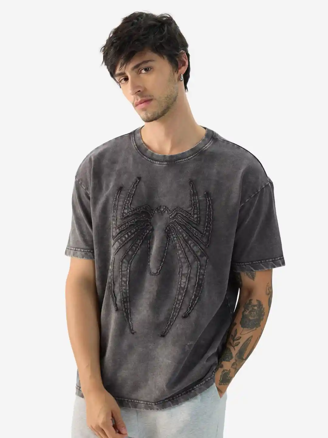 Buy The Souled Store Geometric Printed Drop-Shoulder Sleeves Pure