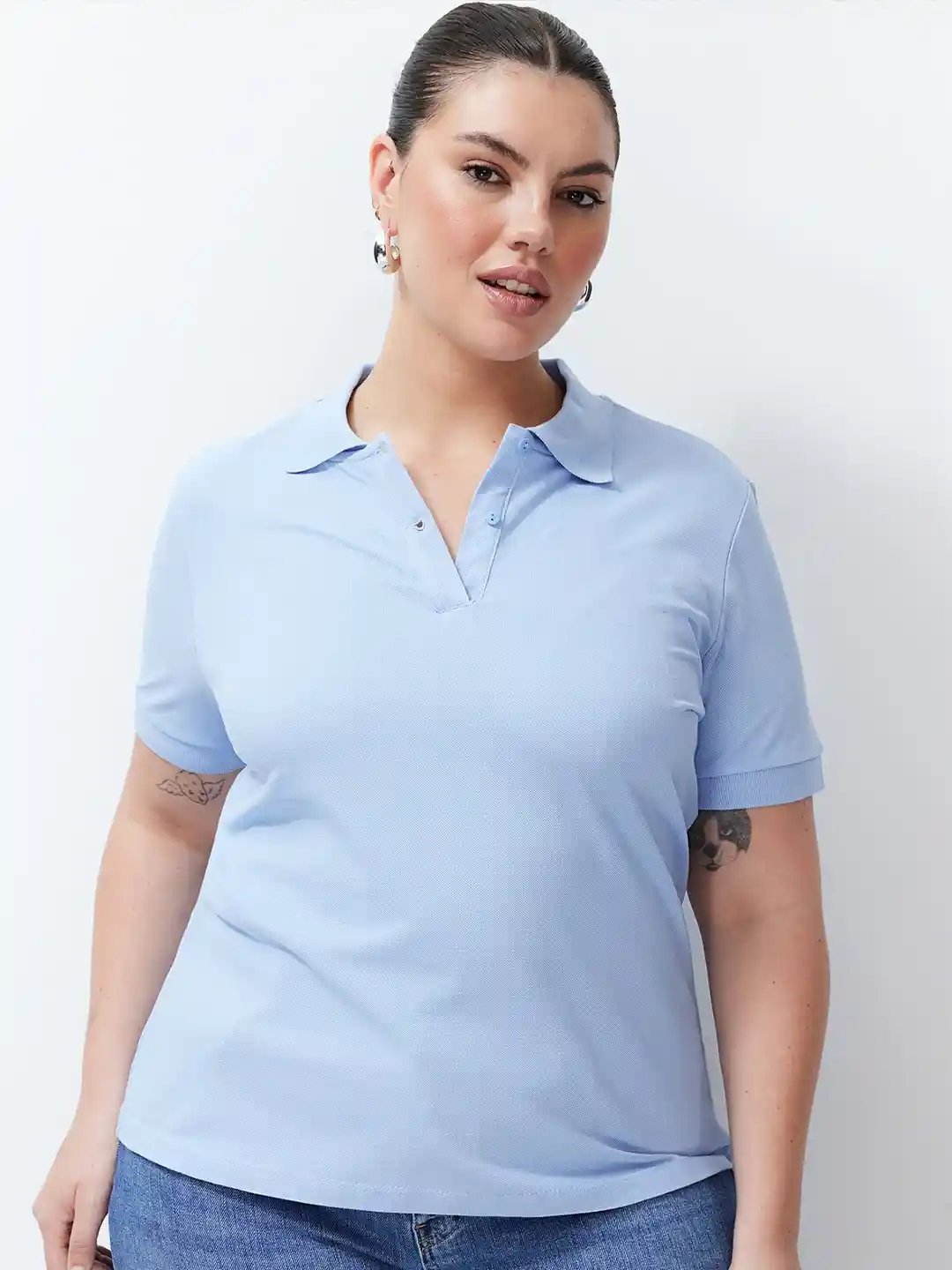 Ladies Polo Women's Plus Size Cotton Polo Shirts Buy Trendyol
