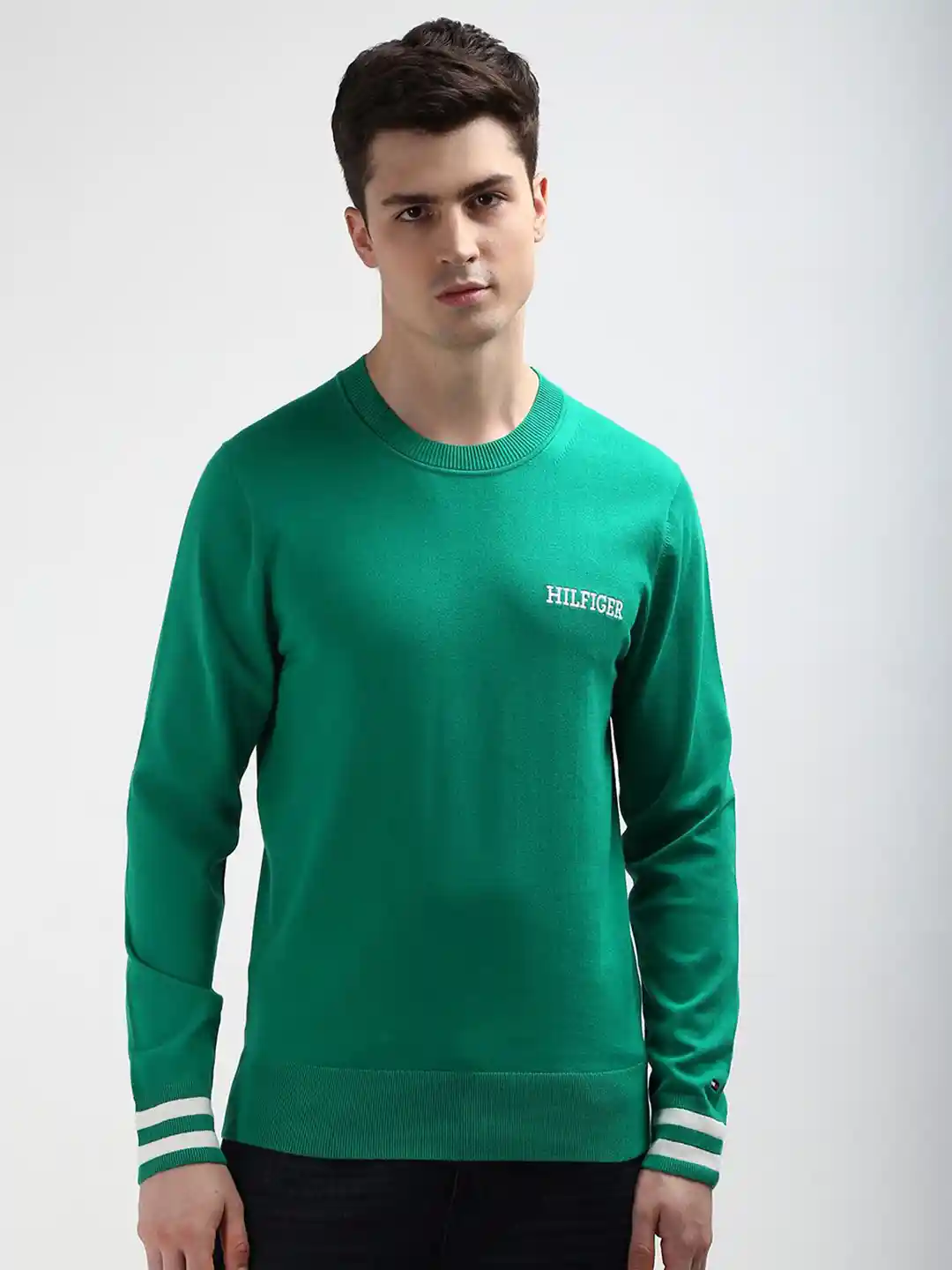 Buy Tommy Hilfiger Round Neck Long Sleeves Organic Cotton Pullover