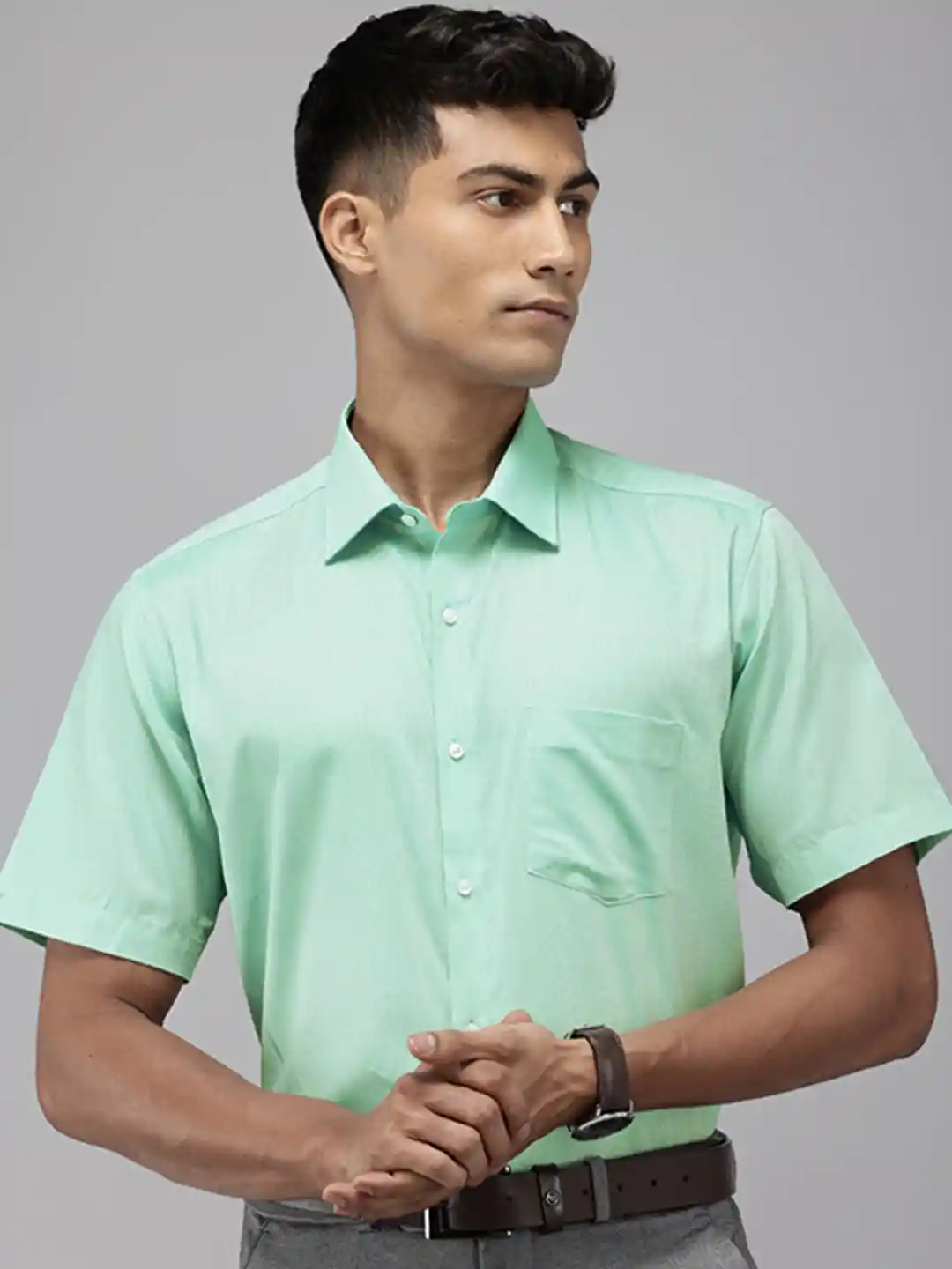Buy Van Heusen Pure Cotton Custom Fit Self Design Opaque Formal