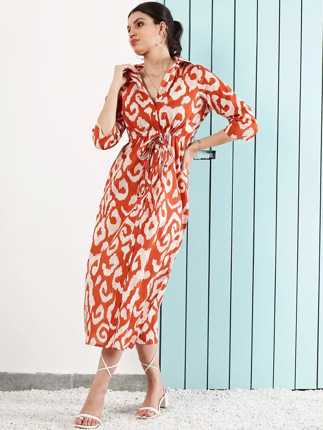 Boho By Athena Printed A-Line Midi Dress