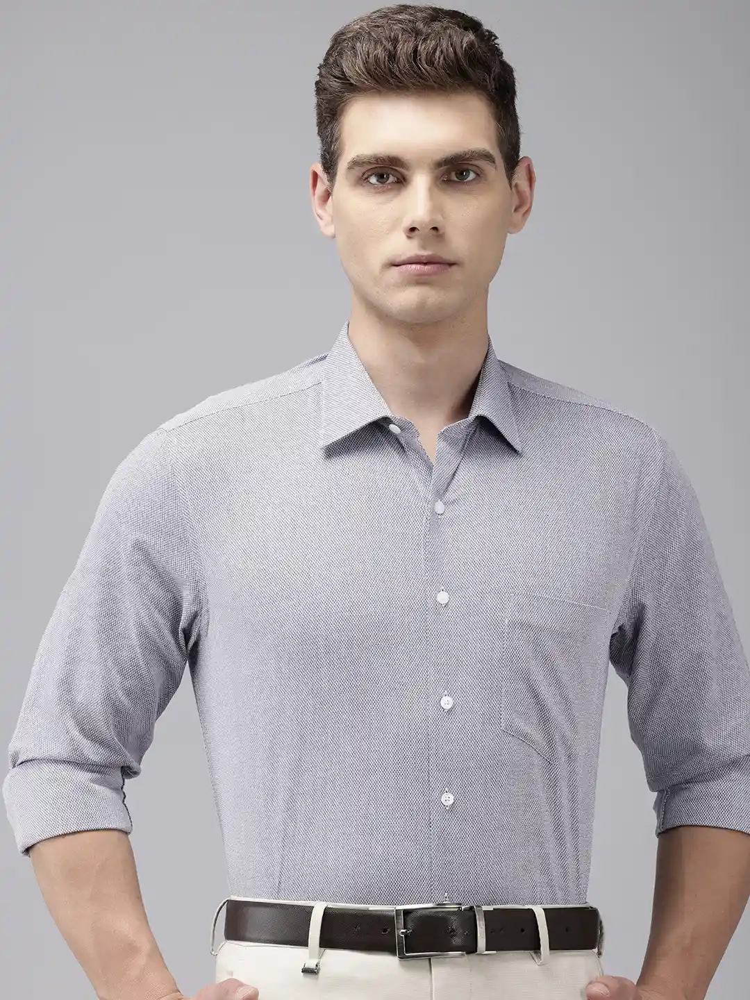 Buy Van Heusen Slim Fit Textured Pure Cotton Formal Shirt Shirts